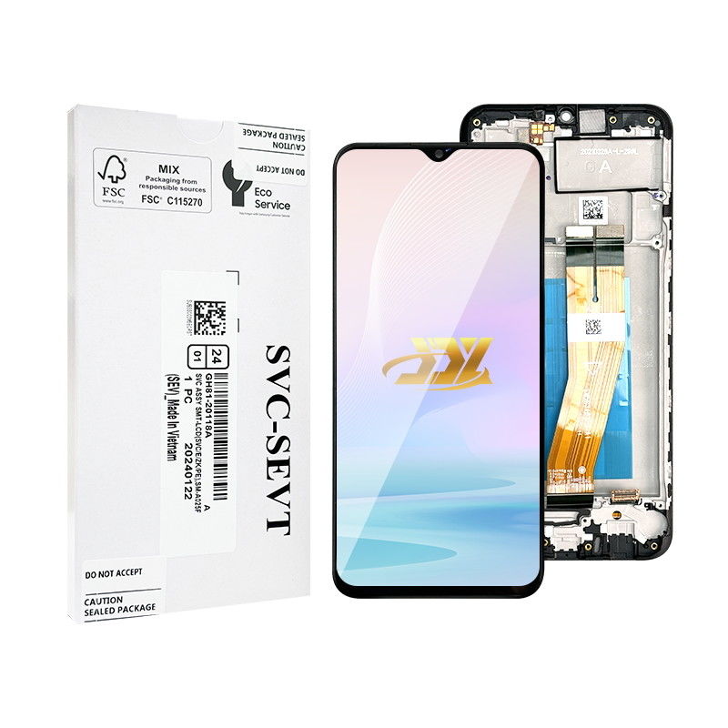 100% getest QC A02S LCD vervangend anti-statiek zakpakket Zwart mobiel LCD-display