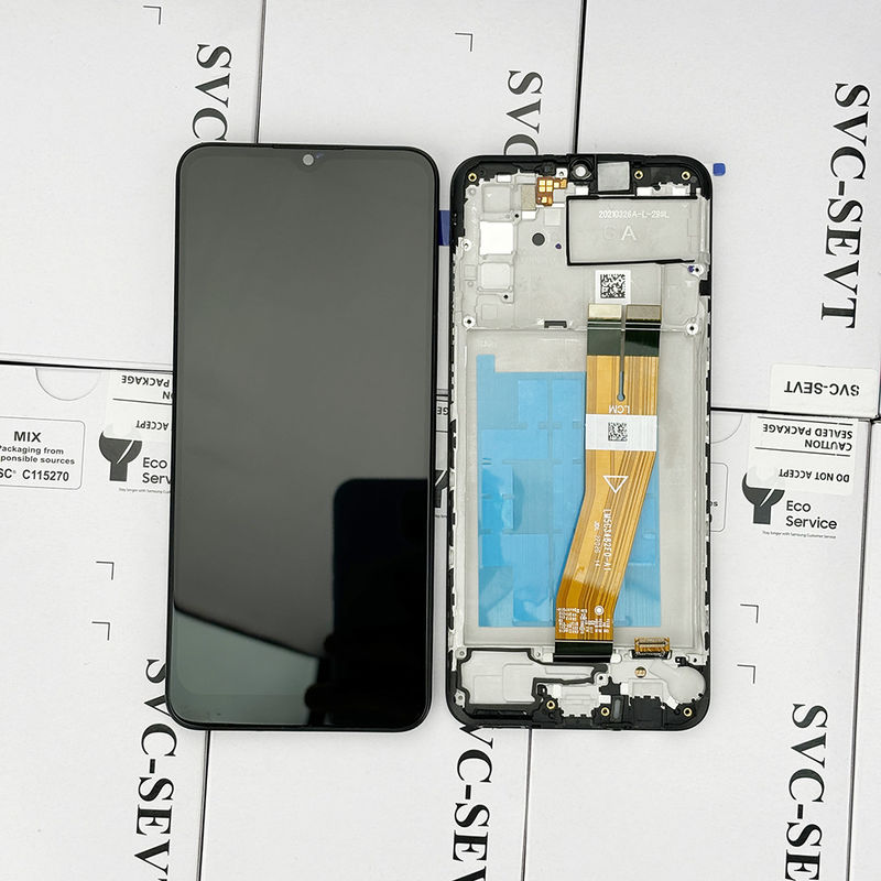 100% getest QC A02S LCD vervangend anti-statiek zakpakket Zwart mobiel LCD-display