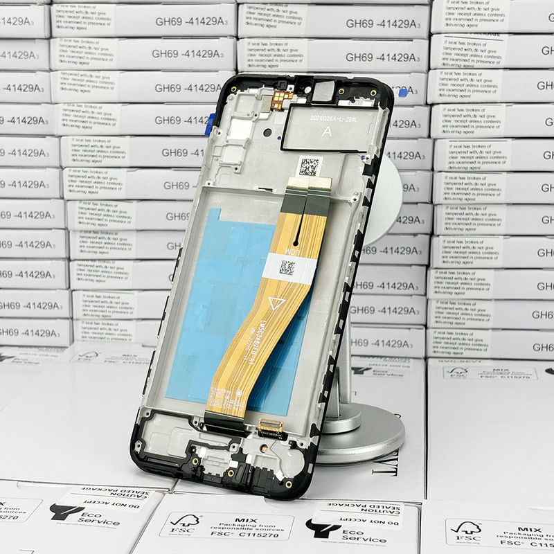 100% getest QC A02S LCD vervangend anti-statiek zakpakket Zwart mobiel LCD-display